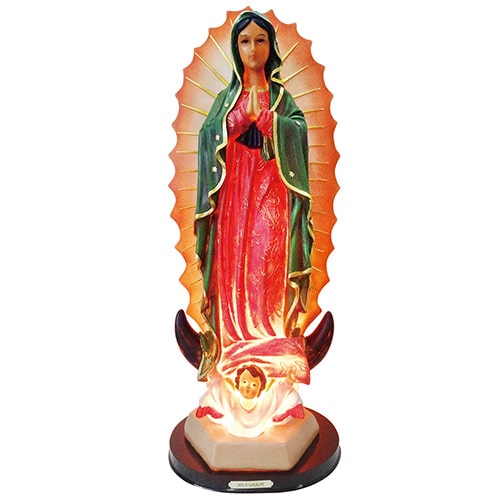 Señora de Guadalupe de 12 pulgadas con luz