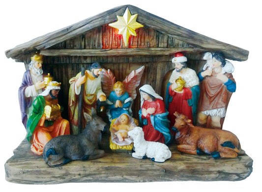 Inch Nativity Scene Stable Nativity House with Light 6.6"